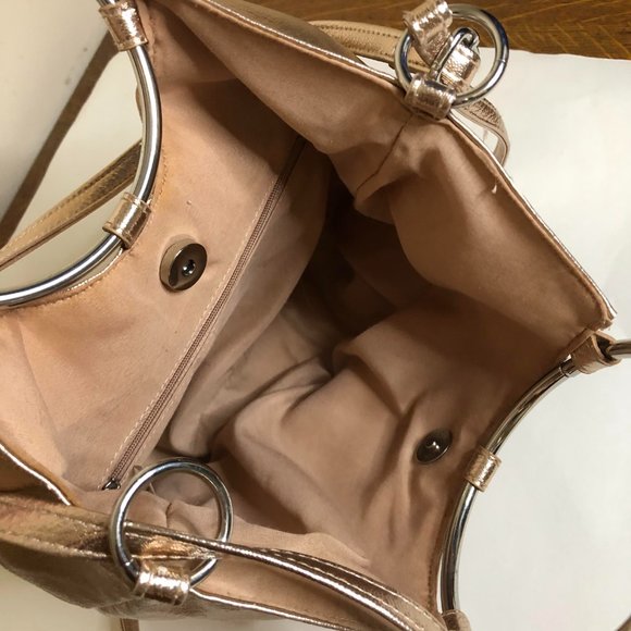 Metallic Gold Handbag / Shoulder Bag w/ Removable Straps - Picture 3 of 4